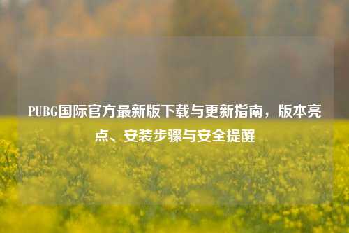 PUBG国际官方最新版下载与更新指南,版本亮点、安装步骤与安全提醒