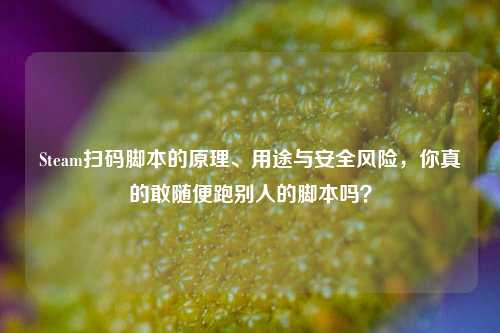 Steam扫码脚本的原理、用途与安全风险，你真的敢随便跑别人的脚本吗？
